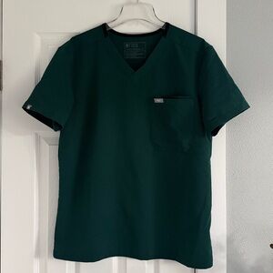 Figs  mens V-Neck Scrub Top deep green great condition size M